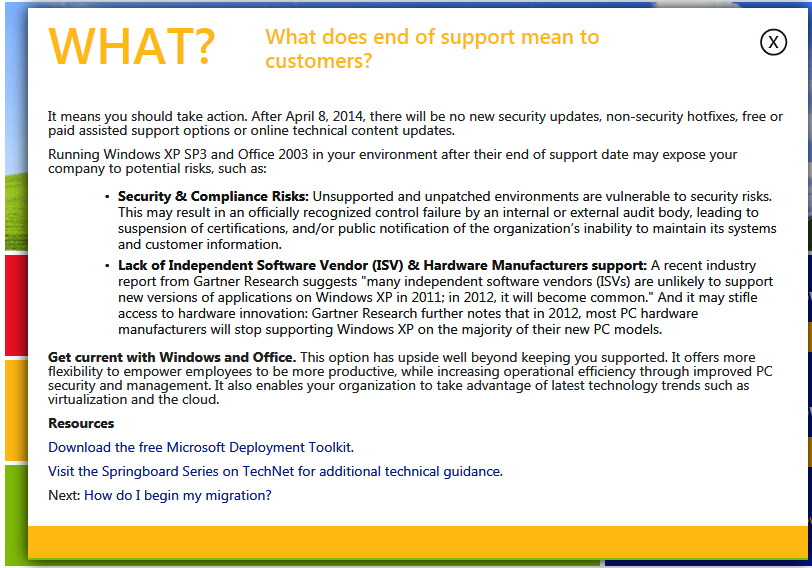 COSA SIGNIFICA PER L UTENTE LA FINE DEL SUPPORTO DI WINDOWS XP?