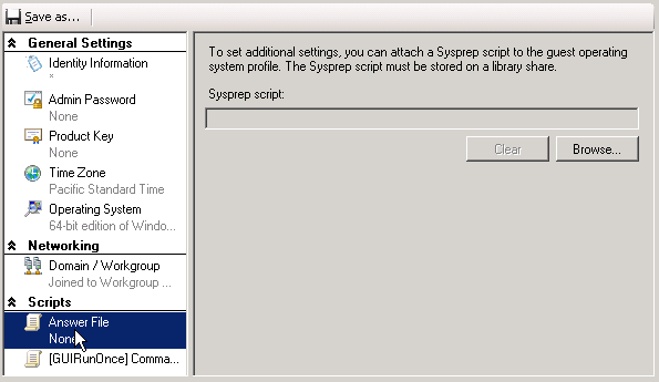 Figura 6 - Aggiunta di script da eseguire nel sistema operativo guest A questo punto possiamo completare il nostro wizard e visualizzare il nuovo template nella Library di SCVMM 2008.