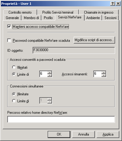 2. Fare clic sulla scheda Servizi NetWare. Figura 35 Scheda Servizi NetWare 3. Selezionare Mantieni accesso compatibile NetWare. 4.