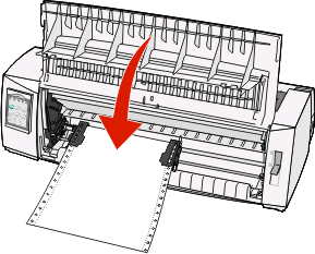 8 Chiudere gli sportelli del trascinamoduli di destra e di sinistra. 9 Allineare il margine sinistro della carta spostando il trascinamoduli, con il simbolo [A impresso sulla piastra posteriore.
