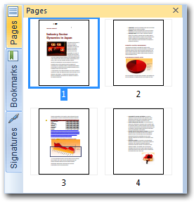 Riquadri di navigazione I riquadri di navigazione sono utili quando si consultano documenti PDF lunghi, poiché forniscono una vista globale di tutte le pagine e i segnalibri del documento.