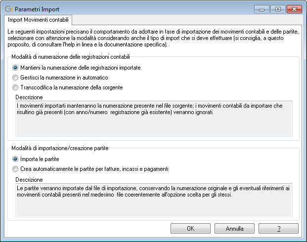 8. Nuove funzionalità di import \ export dei movimenti contabili Con la release 5.0.