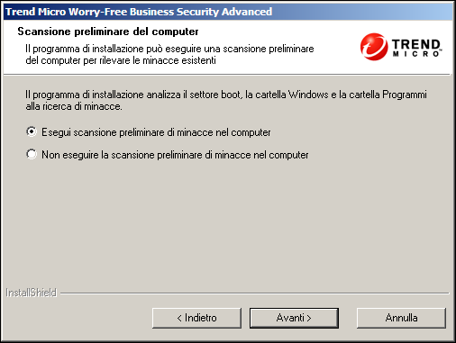 Installazione del server 2. Fare clic su Avanti. Viene visualizzata la schermata Scansione preliminare del computer. FIGURA 3-7. Schermata Scansione preliminare del computer 3.