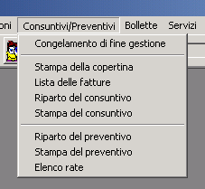 6. Consuntivi/Preventivi Congelamento di fine gestione E possibile, in attesa di chiudere definitivamente la gestione (con la produzione del consuntivo) iniziare a registrare i movimenti relativi