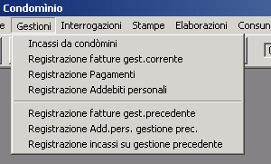 2. Gestioni Incassi da condomini Consente la registrazione degli incassi delle rate.