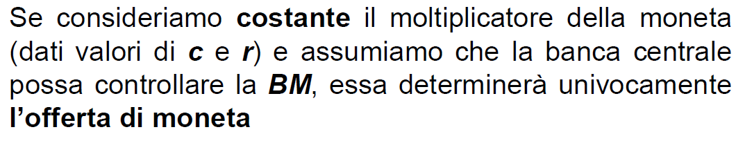 E chiaro che anche in questa relazione tra M e BM c è un moltiplicatore: Ecco