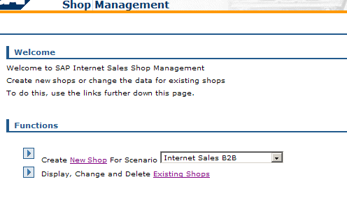 Riavviare SAP Creazione del web shop nello shopadmin