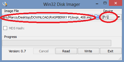 Scompattate dove voleteil file zippato fino ad ottenere l immagine chiamata swpi_xxx (dove xxx è la versione corrente pubblicata) Scaricare il file win32diskimager-v0.7-binary.