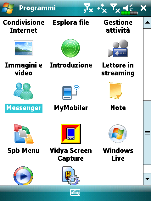 Setup Al primo utilizzo: toccare, Programmi e poi Messenger.