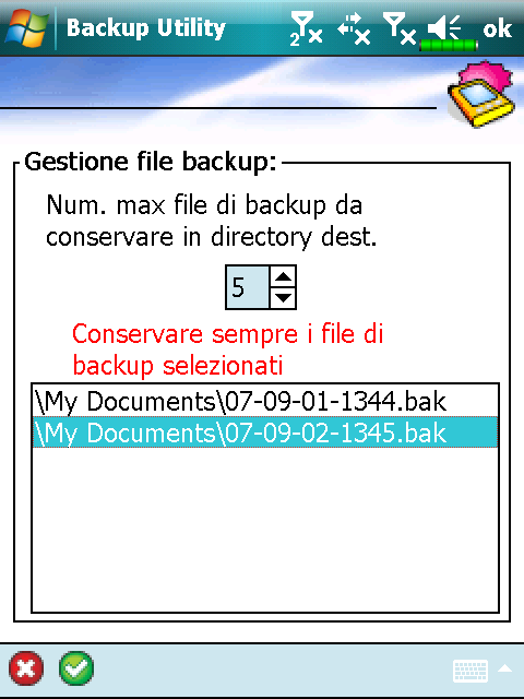 ❶ ❷ ❸ ❹ ❶ ❷ Se si è inserito il segno di spunta sull opzione Autobackup programmato, toccare per entrare nella schermata mostrata a sinistra. ❶Frequenza backup.