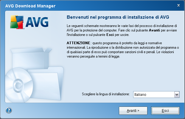 4. Gestore download di AVG AVG Download Manager è uno strumento semplice che consente di selezionare il file di installazione corretto per il prodotto AVG.