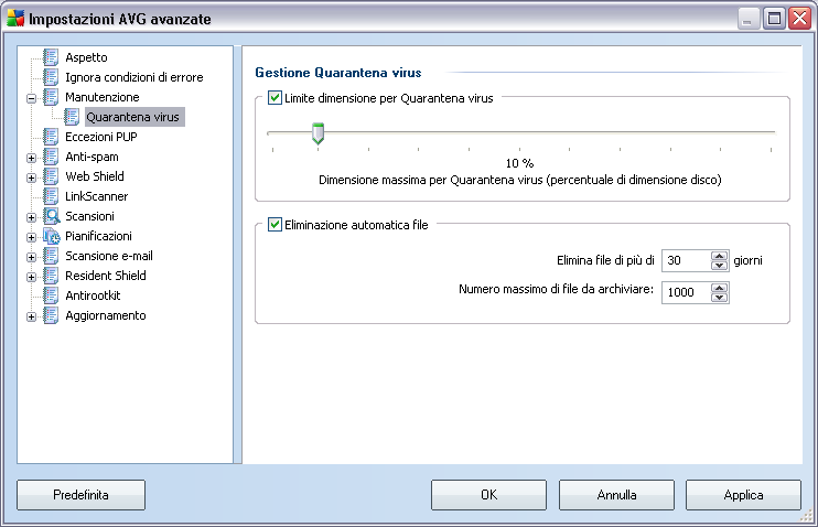 barra delle applicazioni segnala automaticamente lo stato di errore del componente.