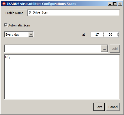 Figura 5-41 Configurazion tab di scansione Fate click su "Aggiungi profilo di scansione" per configurare un profilo di scansione personalizzato. È possibile immettere un nome per la scansione.