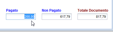 Gestione preventivi 71 I campi "Pagato", "Non Pagato" e "Totale Documento" indicano gli importi totali della ricevuta fiscale: nel caso in cui il vostro cliente vi dia un acconto a fronte di una