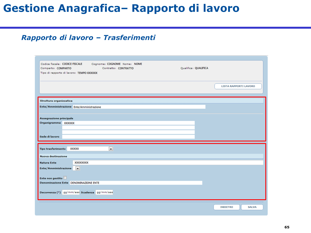 Nella parte superiore della schermata si visualizzano, in sola lettura, i dati dell Amministrato.