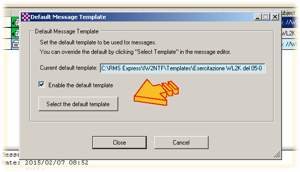 Ecco un file di modello di esempio: per inserire una posizione inserita manualmente sulla schermata "GPR POSITION REPORT". Es: 46-22.77N 121-35.01W Type:Winlink To:user1@mymail.net;user3@mymail.