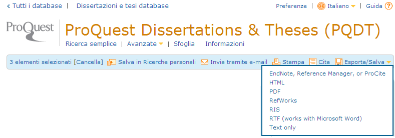 COME IMPORTARE DATI Molte banche dati hanno il tasto Refworks (per vedere la lista completa clicca qui), che permette di salvare