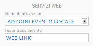 PUOI DEFINIRE CON QUALE CRITERIO IL DISPOSITIVO DEVE GESTIRE IL COLLEGAMENTO AI SERVIZI WEB : MAI AD OGNI CHIAMATA ENTRANTE AD OGNI EVENTO