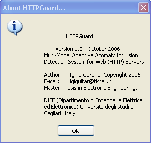 APPENDICE A. HTTPGUARD IN PRATICA 138 Figura A.8: HTTPGuard è nato da una tesi di ricerca nel campo Web Intrusion Detection.