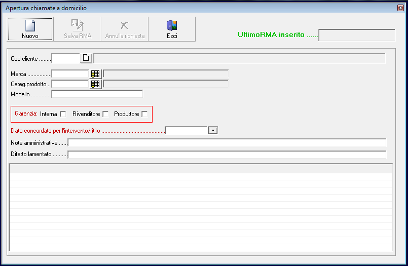 Inserimento chiamate a domicilio Con la versione 3.0.3.02 viene inserita la possibilità di memorizzare rapidamente le chiamate per le riparazioni a domicilio.