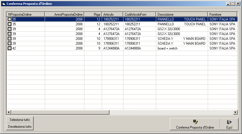 Conferma ordine da proposta Dalla versione 2.1.0 è possibile assemblare più proposte d ordine per ottenere un unico ordine (ovviamente 1 ordine = 1 fornitore).