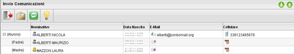 selezionati (è attiva la multi selezione). Per inviare l e-mail cliccare sul tasto Viene richiesto se inviare le comunicazioni solo agli alunni selezionati oppure a tutti (alunni genitori entrambi).
