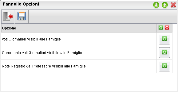 Parametrizzazione Questa funzioni comprendono la gestione delle opzioni dedicate al docente.