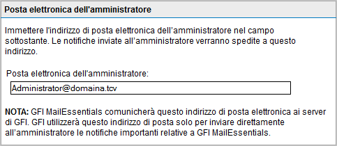 Opzione I seguenti server SMTP ricevono i messaggi di posta elettronica direttamente da Internet e li inoltrano a questo server.