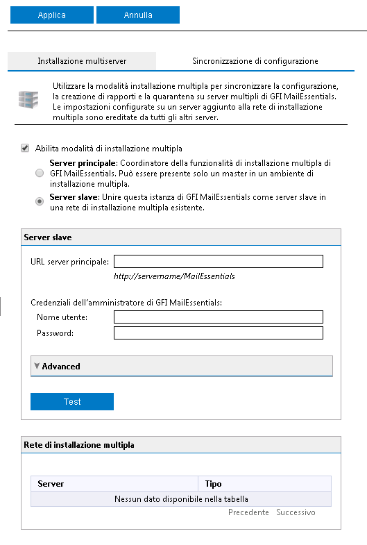 2. Selezionare l opzione Abilita modalità di installazione multipla e scegliere Server slave. 3.