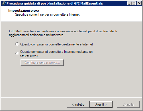 Opzione Utilizza lo stesso server DNS usato da questo server Utilizza un server DNS alternativo Descrizione Selezionare questa opzione per utilizzare lo stesso server DNS utilizzato dal sistema