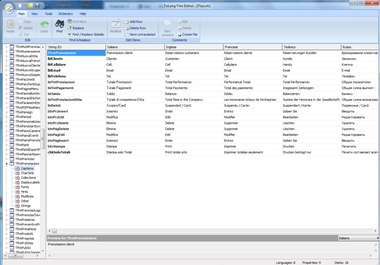 Linea HOSPITALITY Release 4.17.0.1505-1512 Data 17/03/2014 Tipo UPDATE Pag. 5 di 30 Esempio di schermata dell editor delle schermate (file.sib) Estrarre in una cartella a piacere il file.