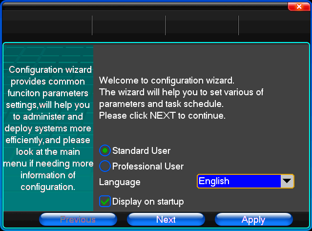 Icona Descrizione Icona Descrizione Main Menu PTZ Lingua Allarmi Canali Display setup Registrazione Riproduzione Uscita Se il sistema non trova un HD installato al momento