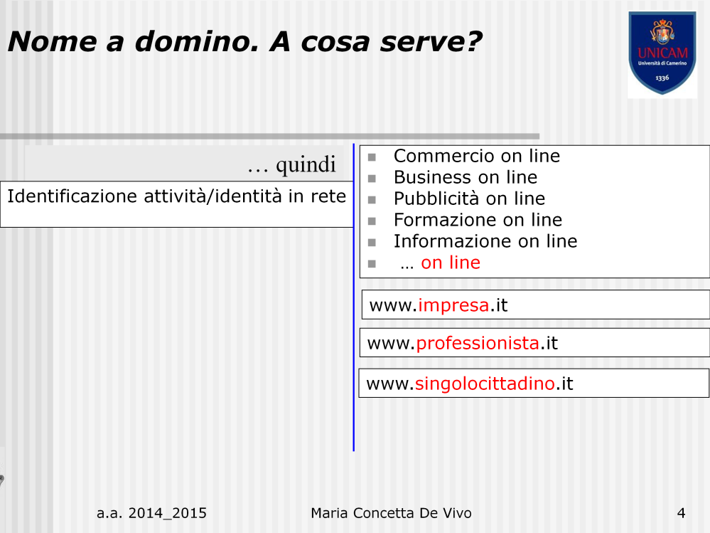 Un nome a dominio serve, sostanzialmente, per ottenere una sorta di «identificazione» della propria attività imprenditoriale (è essenziale per fare del