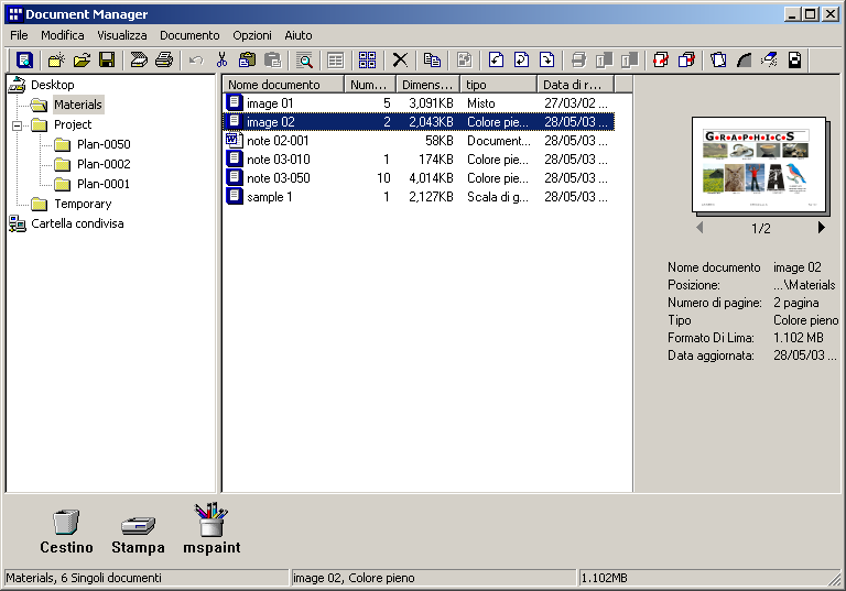 Document Manager Menu Visualizza Barra degli strumenti È possibile scegliere di visualizzare o nascondere la barra degli strumenti.