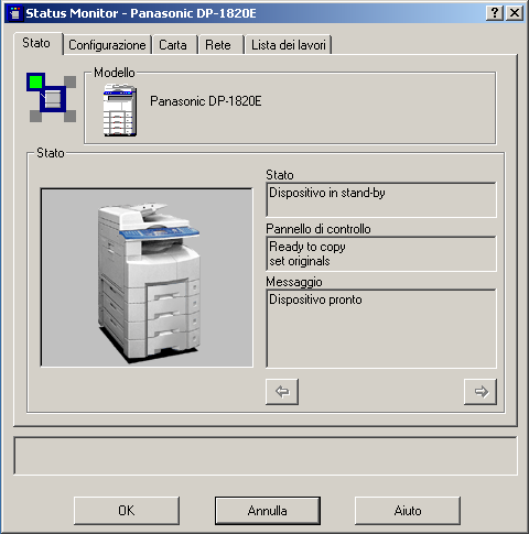 Monitor dello stato della rete Dettagli dello stato del display Cliccare con il tasto destro sull icona Status Monitor nella Barra del sistema e selezionare Open Status Monitor sul menù d apertura