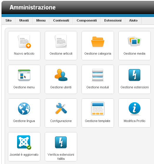 JOOMLA: Installazione in Locale 3) Copiare il file jommla257stable.zip nello spazio web c:\xampp\htdocs\ 6) Sito WEB: http://localhost/miosito.it/ 4) Scompattare e rinominare la cartella: IlMioSito.