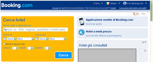 Figura 3.13 Home page di Booking.com (www.booking.com) Esistono inoltre dei portali riservati al segmento business, come ad esempio DAYUSE- HOTELS.COM (www.dayuse-hotels.