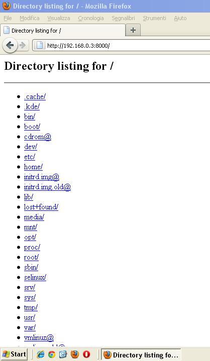 Ma, con questa logica, se tramite il terminale, (dopo aver chiuso il server HTTP con il comando Ctrl+C) mi sposto sulla radice del File System con il comando cd / e ri-avvio il
