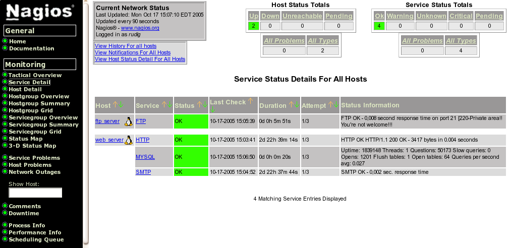 La cosa sarebbe banale ma ipotizziamo che dopo circa dieci minuti Nagios ci segnali che entrambi gli host sono interrotti.