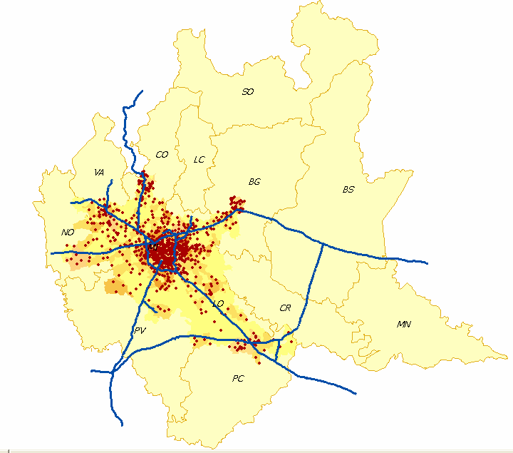 Fig. 6 - Localizzazione delle 1.476 imprese orchestratrici nella RLM.