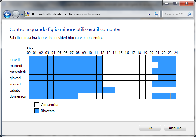 G. Pettarin IT security A questo punto si possono modificare le specifiche restrizioni. Restrizioni di orario.