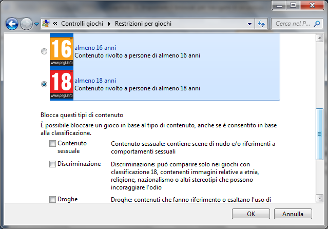 G. Pettarin - IT security In particolare si può specificare un livello di età e i tipi di