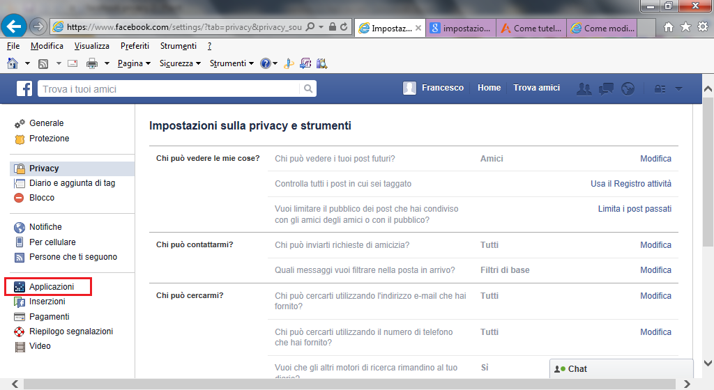 G. Pettarin IT security Con la voce Vedi altre impostazioni si accede alla pagina completa relativa alla privacy per l account di Facebook.