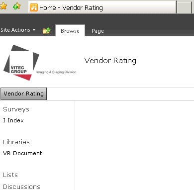 2. Sito Vendor Rating Il sito dedicato al Vendor Rating è simile nel layout a tutti gli altri siti.
