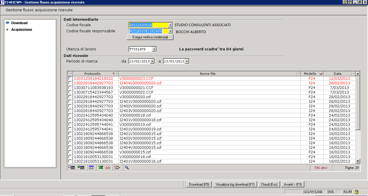 al termine dell'invio viene rilasciato il file di log contenente l'esito dell'invio con è possibile visualizzare l'elenco dei documenti presenti nel file con questa funzione è possibile visualizzare