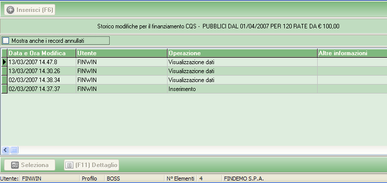 TRACCIABILITA Ogni operazione effettuata, da qualunque operatore, su qualsiasi parte della procedura FinWin, lascia una traccia indelebile che e riportata in LOG che descrivono data, ora, nome utente