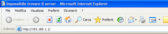 3.3 Configurazione tramite Browser Accedere tramite Internet Explorer al seguente indirizzo IP (dove si inserisce l URL) che di default è: 19