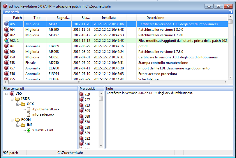 P A T C H I N S T A L L E R - A D H O C R E V O L U T I O N Patch Monitor La modalità di visualizzazione Patch Monitor ha un interfaccia simile a Patch Extractor: in questo caso la lista patch