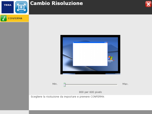 8.3 Cambio Risoluzione it Questa funzione permette di cambiare la risoluzione con cui è visualizzato il software.