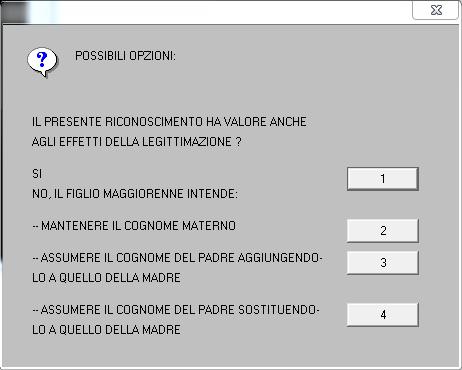 1 Riconoscimenti e assensi Corrette le diciture della filiazione naturale e legittima